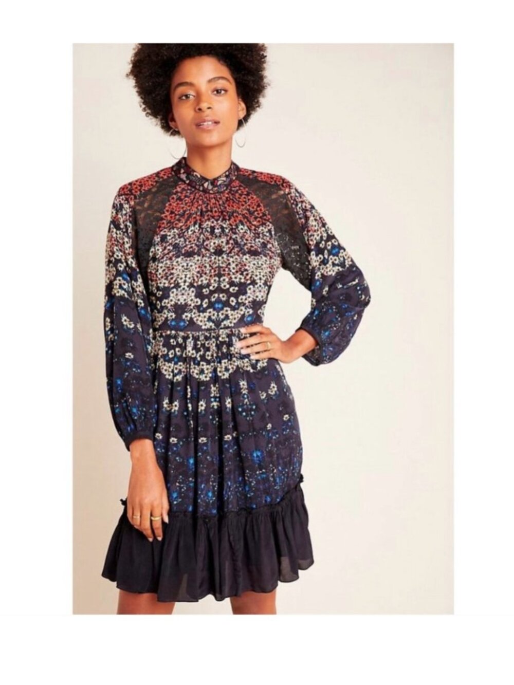 Anthropologies Bhanuni by Jyoti dress Mock Neck S